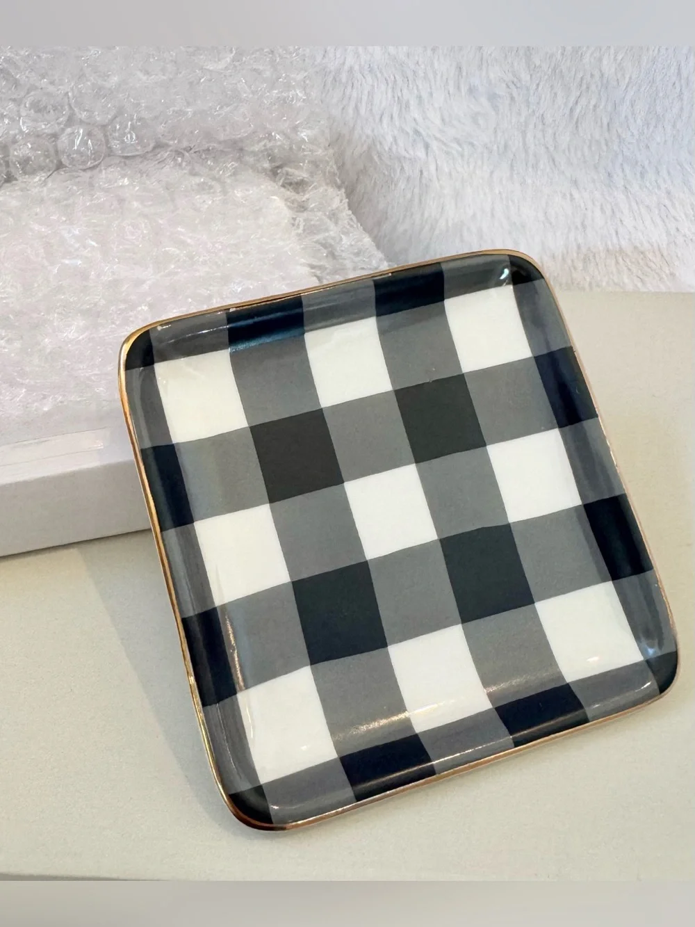 NWT Draper James Small Ceramic Trinket Dish in Gingham